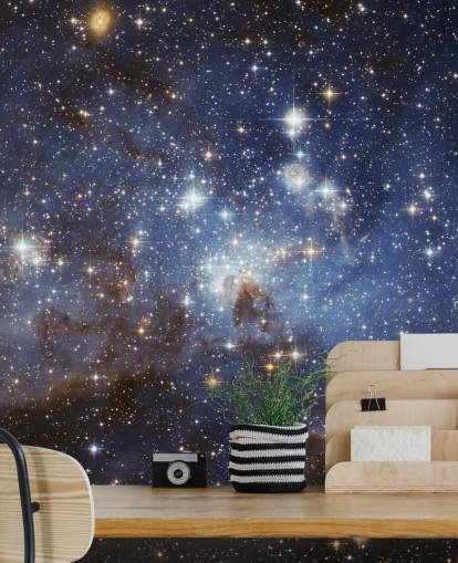 blue and gold space wallpaper mural called LH 95 in the Large Magellanic Cloud for bedrooms blue and gold space wallpaper mural called LH 95 in the Large Magellanic Cloud for bedrooms