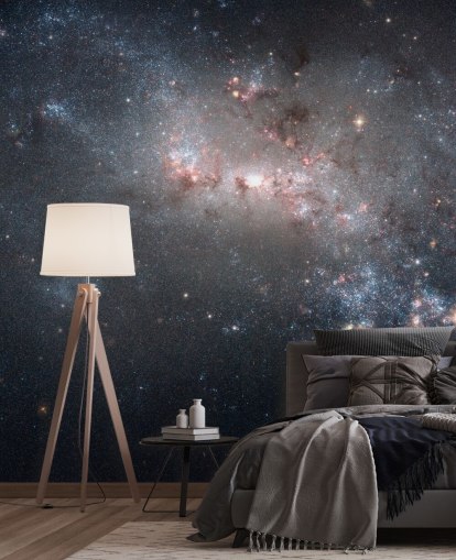 Stellar fyrværkeri brænder i Galaxy NGC4449 vægmaleri Stellar fyrværkeri brænder i Galaxy NGC4449 vægmaleri