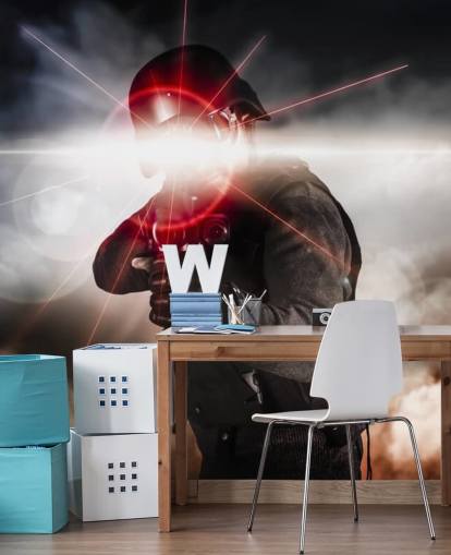 Sotilas Tavoitteena Rynnäkkökivääri Laser Sight Taustakuva Sotilas Tavoitteena Rynnäkkökivääri Laser Sight Taustakuva