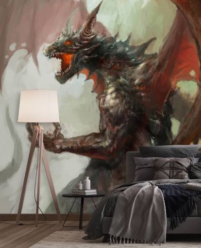 Fierce Red Dragon Behang Fierce Red Dragon Behang