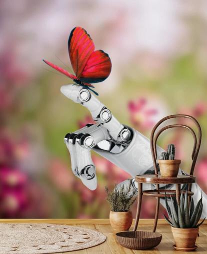 Robot Hand Holding Butterfly Mural Robot Hand Holding Butterfly Mural