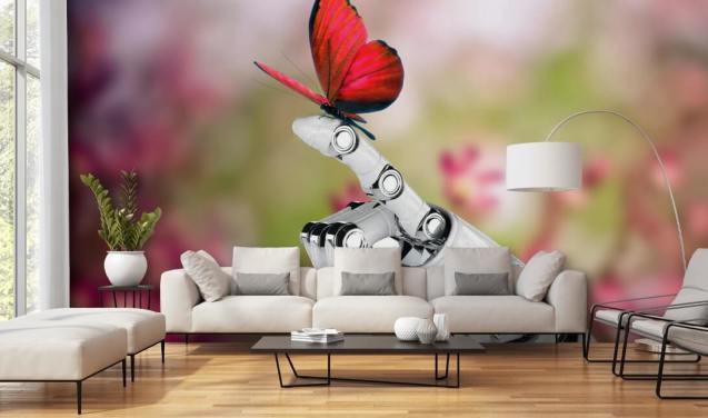 Robot hånd Holding Butterfly Mural