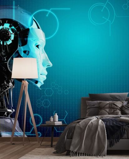 Blauer Roboter Seitenprofil Tapete Blauer Roboter Seitenprofil Tapete