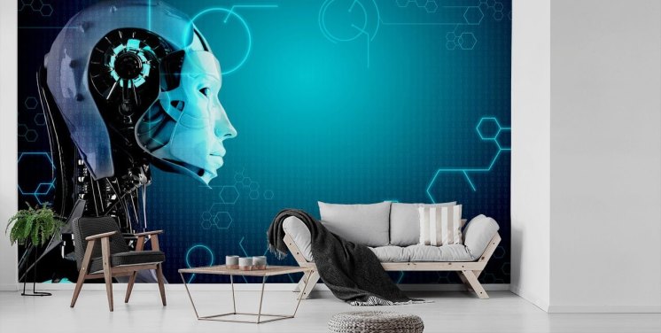 Blå Robot Side profil Bakgrunn