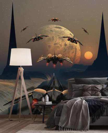 Planeta alienígena e naves espaciais papel de parede Planeta alienígena e naves espaciais papel de parede