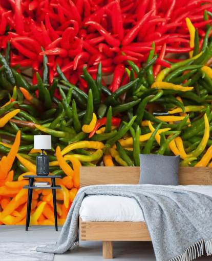 Rød, Gul og Grønn Chillis Bakgrunn Rød, Gul og Grønn Chillis Bakgrunn