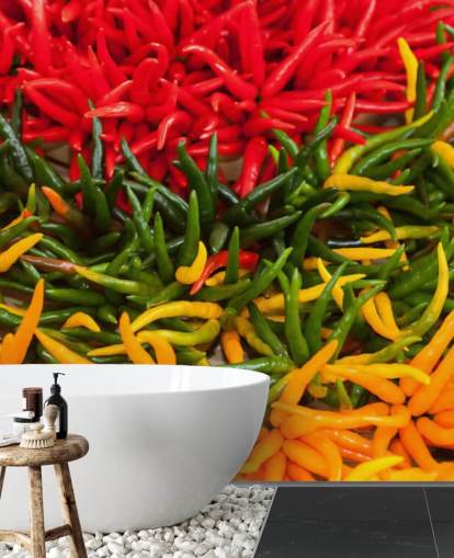 Red, Yellow and Green Chillis Wallpaper Red, Yellow and Green Chillis Wallpaper