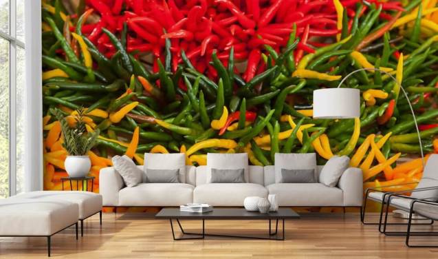 Red, Yellow and Green Chillis Wallpaper