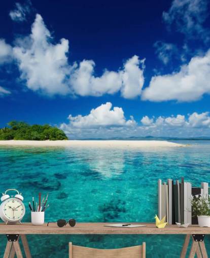 Blaues Wasser und kleine tropische Insel-Tapete Blaues Wasser und kleine tropische Insel-Tapete