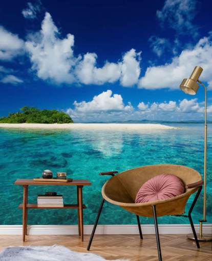 Blue Waters and Small Tropical Island Wallpaper Blue Waters and Small Tropical Island Wallpaper