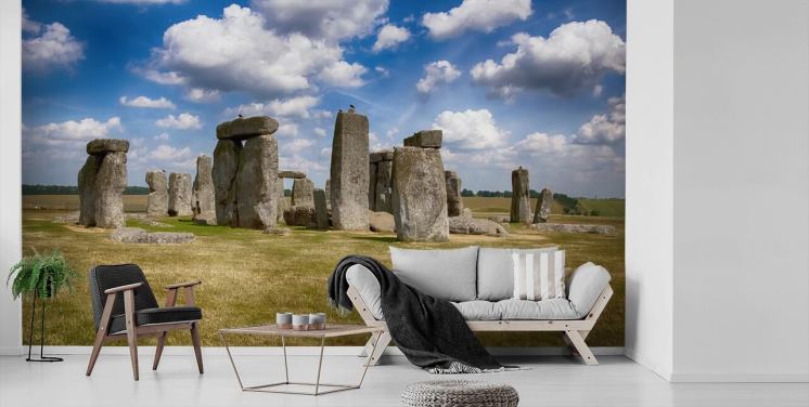 Stonehenge aurinkoisena päivänä taustakuva seinämaalaus