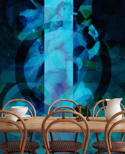 blue abstract art of angels wallpaper blue abstract art of angels wallpaper