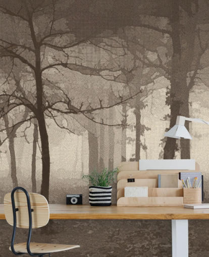 Sepia Tåkete skog Bakgrunn Sepia Tåkete skog Bakgrunn