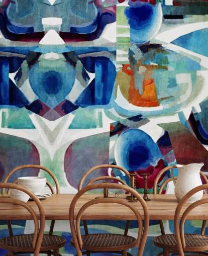 Blauw patroon abstract behang Blauw patroon abstract behang