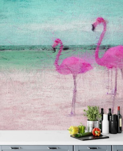 Maalatut flamingot rannalla Maalatut flamingot rannalla