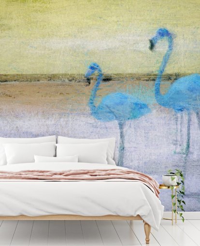 carta da parati con fenicotteri blu e giallo carta da parati con fenicotteri blu e giallo