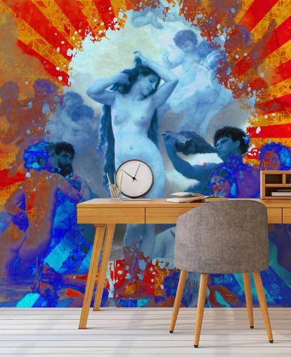 blue and orange abstract art of angels wallpaper blue and orange abstract art of angels wallpaper