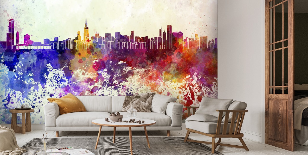 Chicago Abstract Wall Mural | Wallsauce US