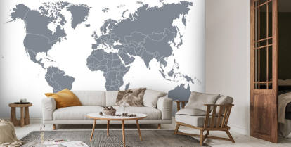 Decorazione murale con mappa del mondo grigia