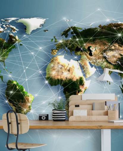 Communication Lines World Map Mural Communication Lines World Map Mural