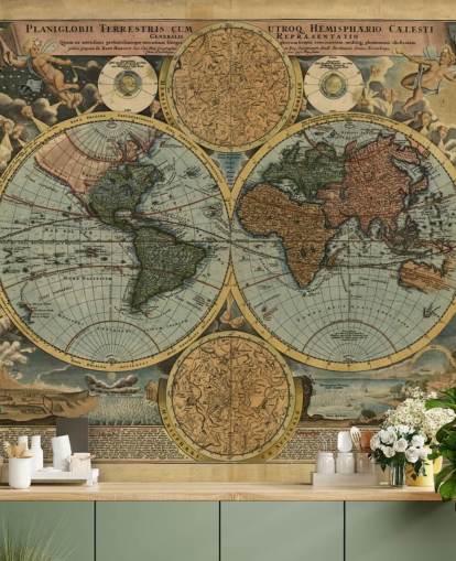 Colour Old Map Wallpaper Mural Colour Old Map Wallpaper Mural