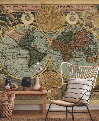 Colour Old Map Wallpaper Mural Colour Old Map Wallpaper Mural