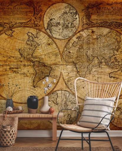 papier peint mural de carte du monde vintage personnalisé marron appelé Old Globe Map 1746 pour les bureaux papier peint mural de carte du monde vintage personnalisé marron appelé Old Globe Map 1746 pour les bureaux