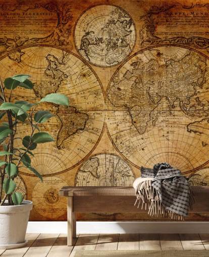 brunt tilpasset vintage verdenskart tapet veggmaleri kalt Old Globe Map 1746 for kontorer brunt tilpasset vintage verdenskart tapet veggmaleri kalt Old Globe Map 1746 for kontorer