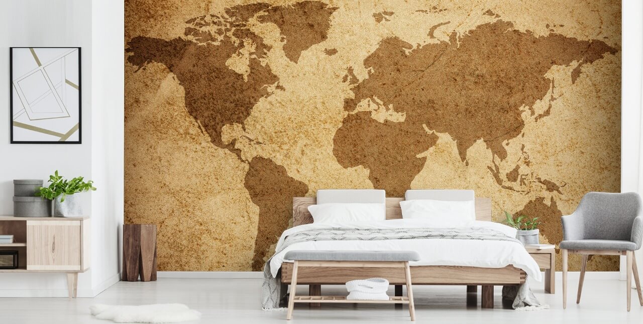 Fondo de pantalla de mapa del mundo con textura marrón Fondo de pantalla de mapa del mundo con textura marrón