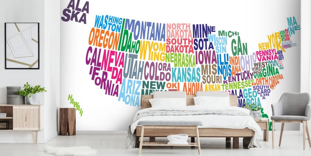 Mapa de Word Cloud de EE. America Map Mural Mapa de Word Cloud de EE. America Map Mural