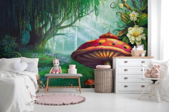 keiju-taustakuvamaalaus nimeltä Enchanted Forest, kirjoittanut Philip Straub lasten makuuhuoneisiin ja lastentarhoihin 