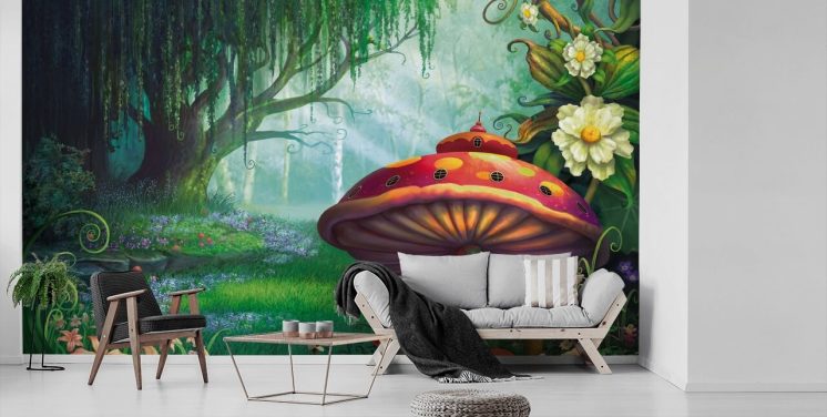fairy wallpaper mural called Enchanted Forest by Philip Straub for kid's bedrooms and nurseries 