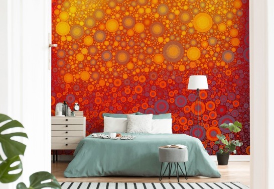 papel pintado círculo rojo, naranja y amarillo