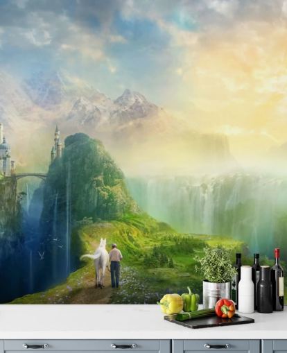 Fantasy Waterfall Landscape Mural Fantasy Waterfall Landscape Mural