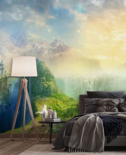 Fantasy Vandfald Landskab Mural Fantasy Vandfald Landskab Mural