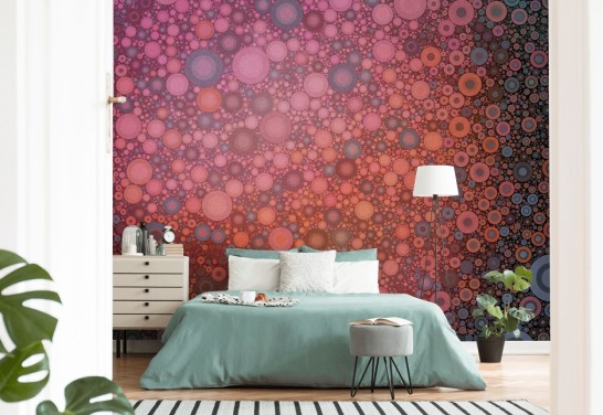 vaaleanpunainen ja violetti ympyrä art tapetti