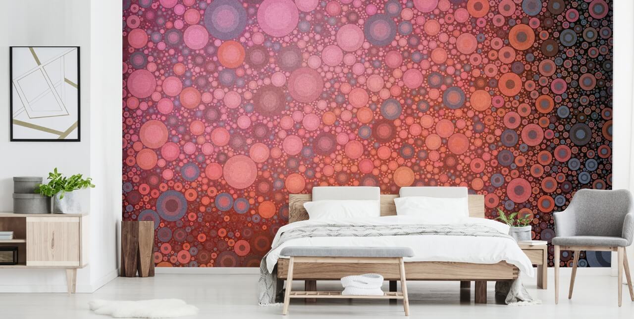 roze en paarse cirkel kunstbehang