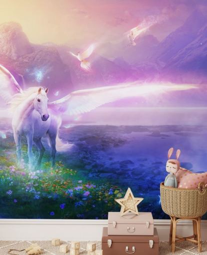 purple customisable horse wallpaper mural called Winter Dawn by Philip Straub for child's bedroom purple customisable horse wallpaper mural called Winter Dawn by Philip Straub for child's bedroom