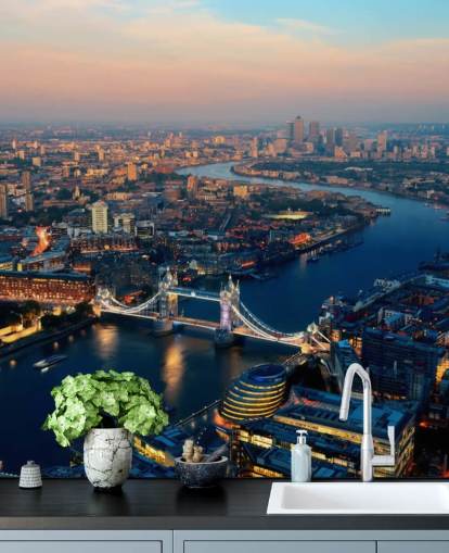 mural personalizado del horizonte de Londres llamado Aerial of London para dormitorios, salas de estar y oficinas mural personalizado del horizonte de Londres llamado Aerial of London para dormitorios, salas de estar y oficinas