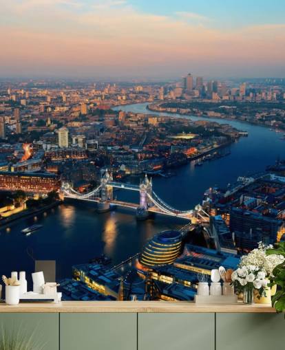 anpassad london skyline tapetväggmålning kallad Aerial of London för sovrum, vardagsrum och kontor anpassad london skyline tapetväggmålning kallad Aerial of London för sovrum, vardagsrum och kontor