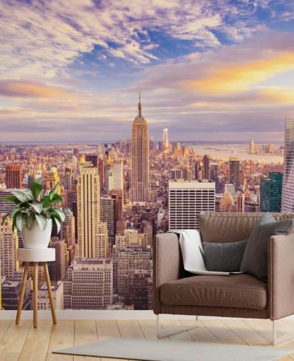 customisable New York wallpaper mural called Midtown Manhattan Sunset for kitchens customisable New York wallpaper mural called Midtown Manhattan Sunset for kitchens