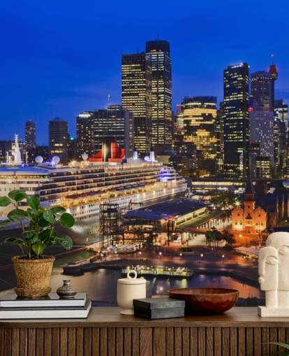 iso laiva yöllä Sydneyn satamassa tapetti iso laiva yöllä Sydneyn satamassa tapetti