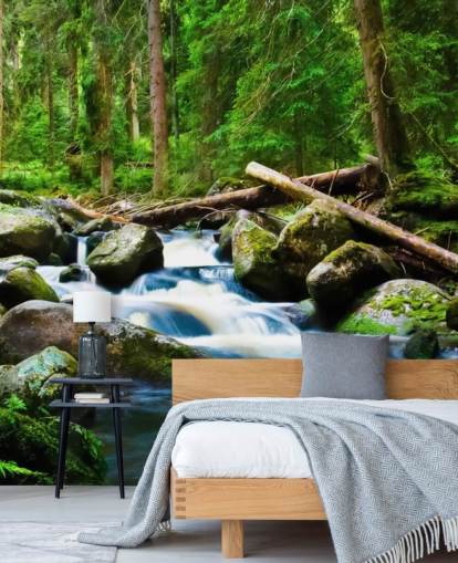 Small Forest Waterfall Wall Mural Small Forest Waterfall Wall Mural