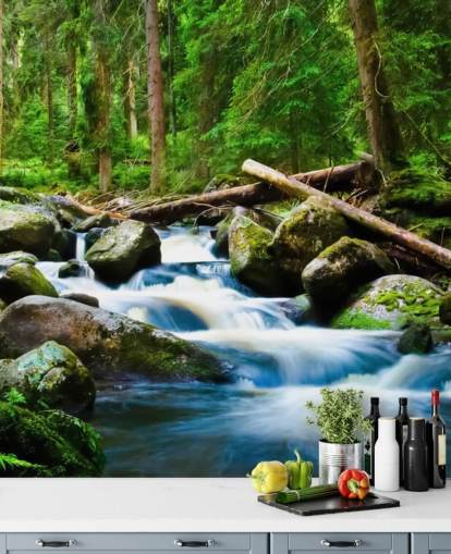 Liten skog Foss Veggmaleri Liten skog Foss Veggmaleri