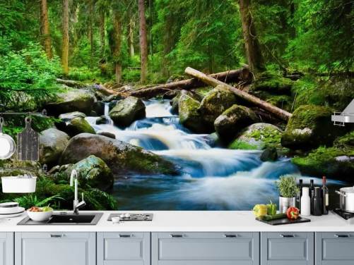 Small Forest Waterfall Wall Mural