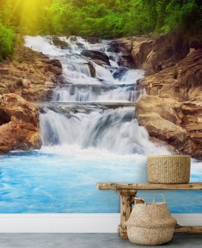 Blue Rocky Waterfall behang Blue Rocky Waterfall behang