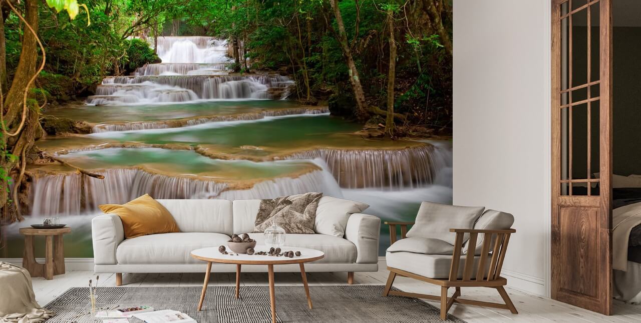 Woodland Waterfall Wall Mural | Wallsauce UK