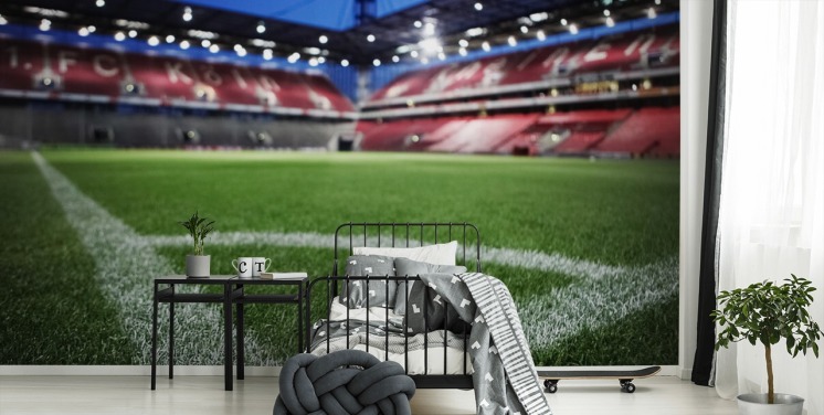 close-up van gras op voetbalveld behang