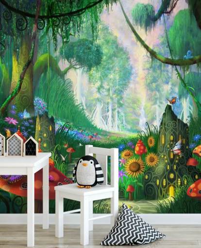 carta da parati murale colorata personalizzabile a forma di fata chiamata Hidden Treasure di Philip Straub per la cameretta dei bambini carta da parati murale colorata personalizzabile a forma di fata chiamata Hidden Treasure di Philip Straub per la cameretta dei bambini