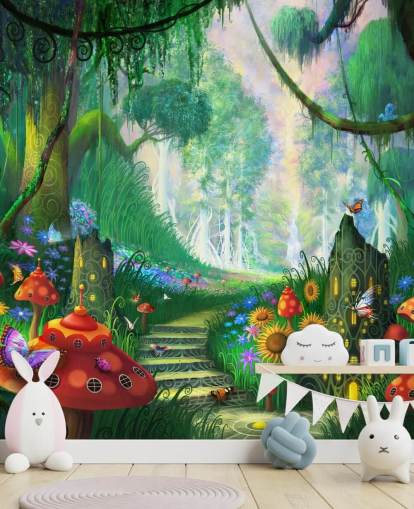colourful customisable fairy wallpaper mural called Hidden Treasure by Philip Straub for child's bedroom colourful customisable fairy wallpaper mural called Hidden Treasure by Philip Straub for child's bedroom